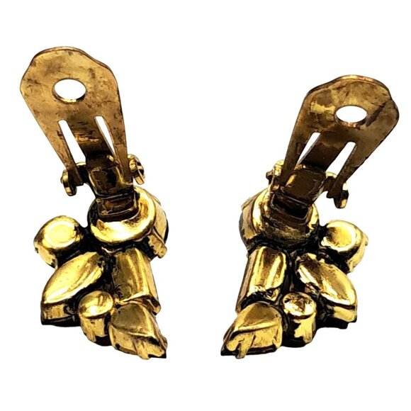 Vintage Austria Rhinestone Earrings Art Glass Dragons Breath Pink Red Clip On Si - Picture 9 of 12